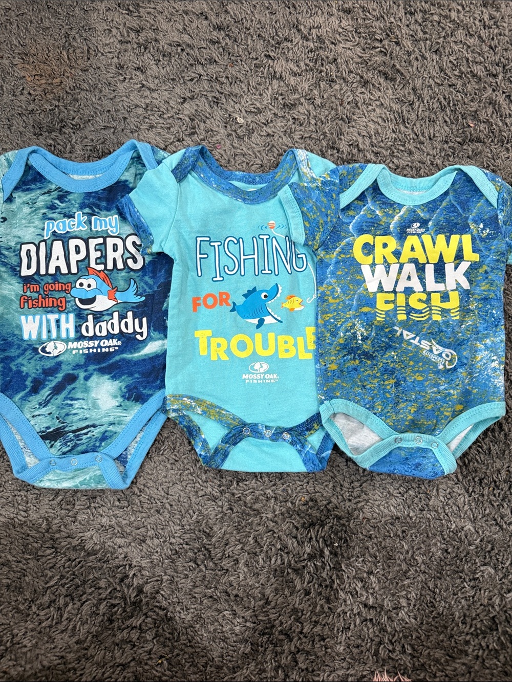 Mossy Oak Blue Fishing Graphic Baby One-Piece Bodysuits